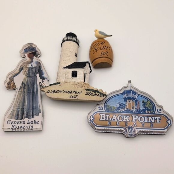 Lot of 4 Wisconsin kitschy‎ refrigerator magnets souvenir - Picture 1 of 6